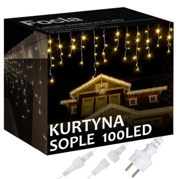 SOPLE 100LED LAMPKI ZEWNĘTRZNE IP44 ŚWIATŁO STAŁE KURTYNA GIRLANDA ŚWIETLNA