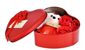 ПОДАРОЧНЫЙ НАБОР НА ДЕНЬ РОЖДЕНИЯ МЫЛЬНЫЕ РОЗЫ TEDDY BOX СЕРДЦЕ