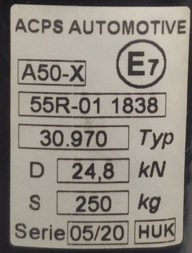 БУКСИРОВОЧНЫЙ КРЮК BOSAL + 4 НАПОРТИВНЫХ ВИНТА