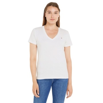 TOMMY HILFIGER KOSZULKA DAMSKA T-SHIRT ECRU r.M