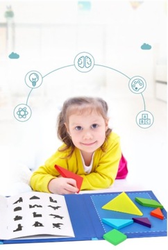 TANGRAM KLOCKI MAGNETYCZNE DREWNIANA UKŁADANKA Z łabędziem Prezent