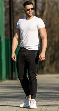 SPODNIE DRESOWE DRESY WIOSENNE ZE ŚCIĄGACZEM NA CODZIEŃ No6 CZARNE - 4XL