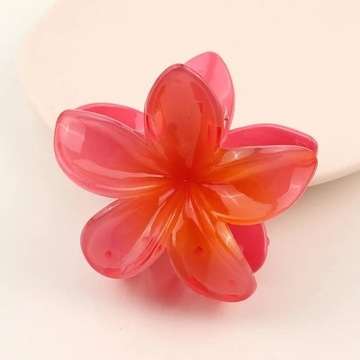 Заколка для волос с пряжкой, большой цветок, цветок в стиле бохо, гавайский, темно-розовый, на лето