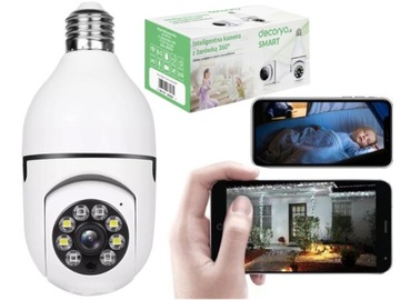 Kamera Kamerka Obrotowa Monitoring Aplikacja Żarówka E27 WiFi IP FULL HD