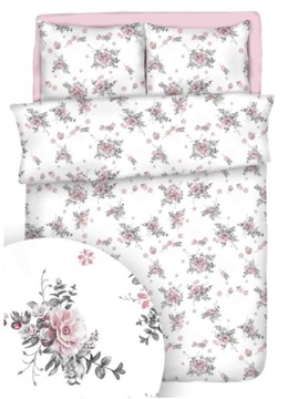 Komplet Pościeli 160x200 Bawełniana 2x70/80 Łapacz w Kwiatach Biały