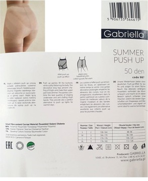GABRIELLA Summer Push Up Majtki 50 DEN 4-L NERO