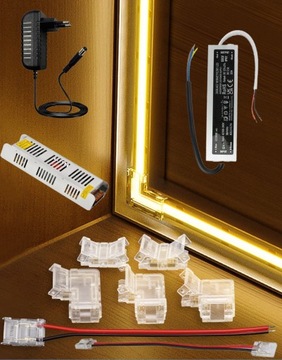 Złączka kątowa do taśm COB LED 8mm łącznik 90° zacisk szybki montaż klikana