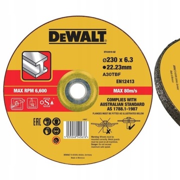 DT43919 DEWALT TARCZA DO SZLIFOWANIA METALU 230MM