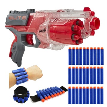 PISTOLET NERF N STRIKE ELITE DISRUPTOR CZERWONY ZESTAW STRZAŁKI OPASKA