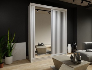 BIAŁA DUŻA SZAFA IMBIR 150 CM LUSTRO SALON LOFT