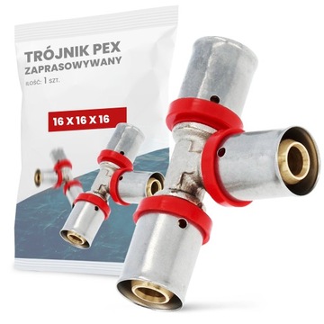 Trójnik PEX 16 mm ZAPRASOWYWANY Zaciskany Złączka Łącznik Rur Wody PRESS