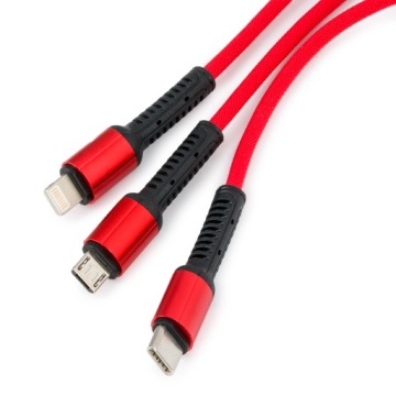 Кабель USB - USB тип C / microUSB / Lighting 3in1 3.4A 1.2m USB-C Mini Braid
