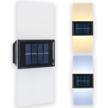 Kinkiet Solarny Elewacyjny Lampka Solarna AKRYL LED Góra Dół Czujnik