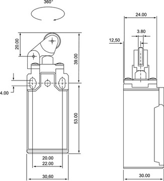 ŁĄCZNIK KRAŃCOWY 1Z 1R TWORZYWO POPYCHACZ Z ROLKĄ LK200 SPAMEL