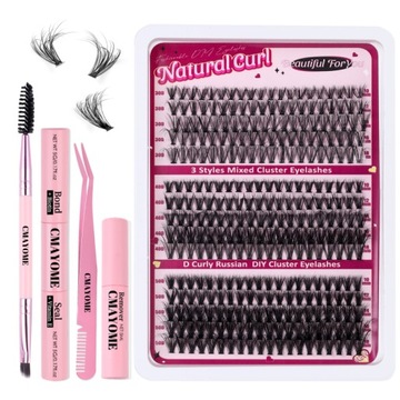 300 SZT ZESTAW DO SAMODZIELNEGO PRZEDŁUŻANIA Rzęsy D CURL CLUSTER LASHES