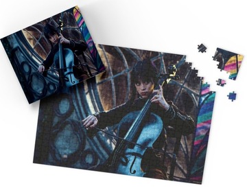 PUZZLE - WEDNESDAY ADDAMS - PREZENT NA ŚWIĘTA WZORY - 96el + PUDEŁKO