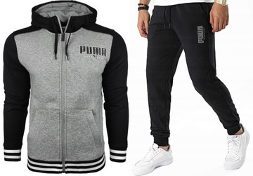 2993 DRES PUMA KOMPLET MĘSKI CZARNY BAWEŁNIANY ROZPINANY Z KAPTUREM L