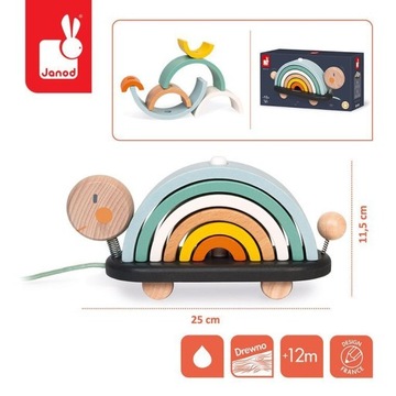 Деревянная радужная черепаха Sweet Janod, которую можно тянуть