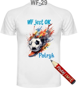 Koszulka sportowa futbol piłka nożna na WF+ imię 146/152 cm Kibic Wzory