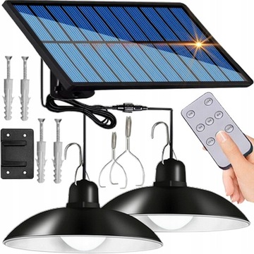 ZESTAW 2x ŻYRANDOL LAMPA SOLARNA WISZĄCA LED PILOT