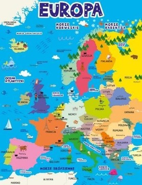 EDUKACYJNA PLANSZA dla dziecka GEOGRAFICZNA Mapa A4 Europa UŁATWIA NAUKĘ