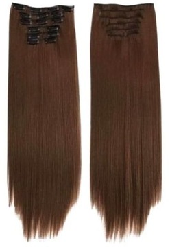 CLIP IN doczepiane włosy brąz 60cm jak NATURALNE