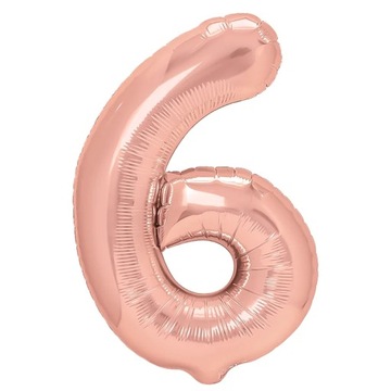 Balon Foliowy Cyfra 6 Duża Rose Gold Różowa 100cm