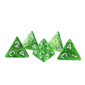 ZESTAW 5 KOSTEK K4 RPG SZMARAGDOWY RYCERZ KOŚĆ CZTEROŚCIENNA