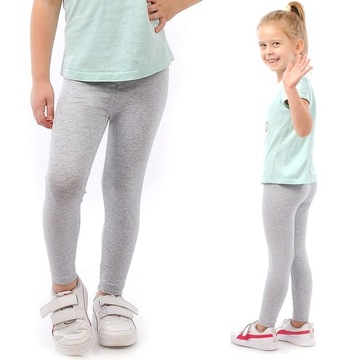 Legginsy dziecięce długie klasyczne bawełniane Polskie getry Szare 146
