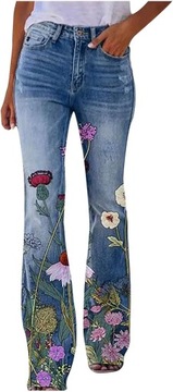Jegginsy damskie w kwiaty szerokie nogawki r. 4XL