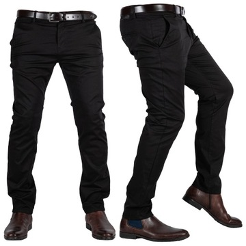 Spodnie męskie CHINOSY materiałowe czarne Riki r33