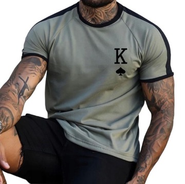 STYLOWA KOSZULKA MĘSKA T-SHIRT WZÓR 3D KRÓL PIK L