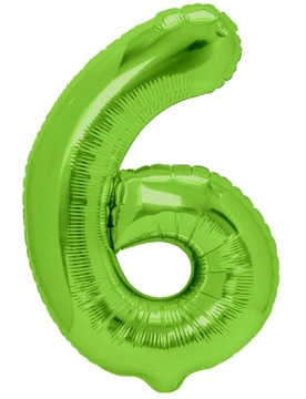 BALON FOLIOWY ZIELONY CYFRA 6 sześć dekoracja 100c