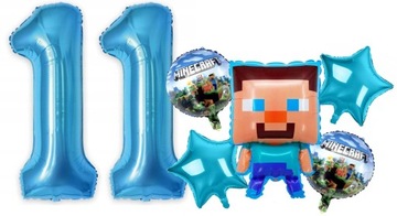 6 SZTUK BALONÓW MINECRAFT BALON STEVE jedenaście jedenaste URODZINY