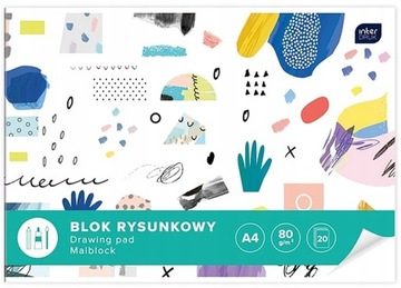 Blok rysunkowy A4, 20 kartek, biały Interdruk
