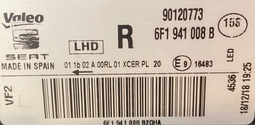SEAT ARONA IBIZA SVĚTLO PRAVÁ LED 6F1941008B