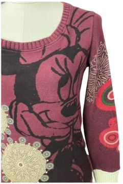 Bordowa bawełniana bluzka sweterkowe rękawy Disney Desigual M