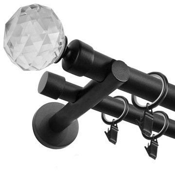 KARNISZ METALOWY CZARNY PODWÓJNY LOFT FI 25+19mm / 540cm RÓŻNE WZORY CICHY