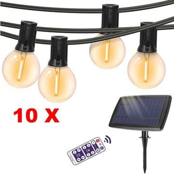 Girlanda SOLARNA LAMPKI OGRODOWE 10szt Z Piloty