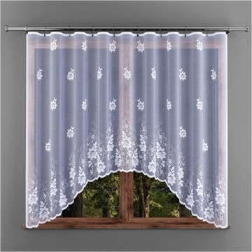Elegancka firanka żakardowa biała w kwiaty do salonu sypialni 300x160cm