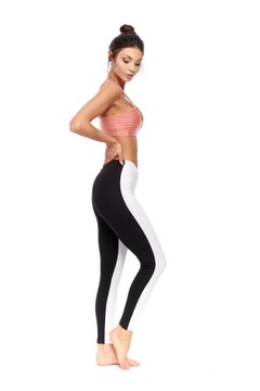 LEGGINSY GETRY BAWEŁNIANE DŁUGIE BIAŁO CZARNE M