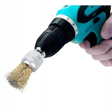 SZCZOTKA DRUCIANA NA WIERTARKĘ 24mm PĘDZELKOWA MOSIĘŻNA DRUT FALISTY