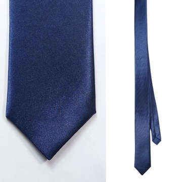 Krawat Męski Wąski Śledź 5 cm SLIM Granatowy Gładki