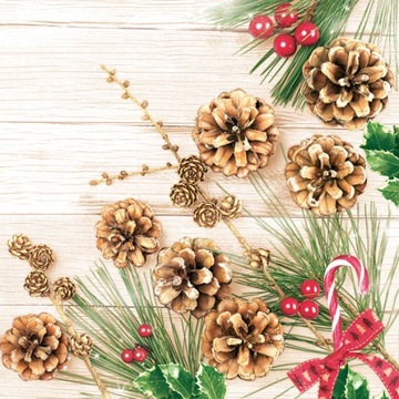 БУМАЖНЫЕ САЛФЕТКИ РОЖДЕСТВЕНСКИЙ ВЕНОК 20ШТ 33Х33СМ