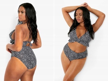 U018G15 Boohoo DÓŁ OD BIKINI CZARNY GROSZKI 54