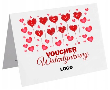VOUCHER karty bony podarunkowe WALENTYNKI +koperta