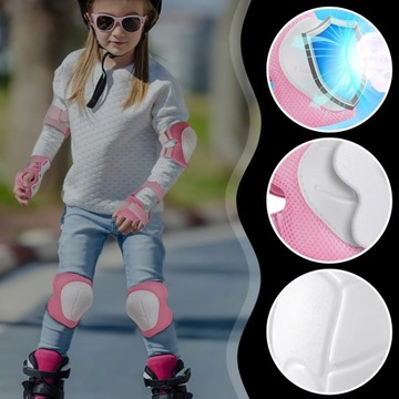 OCHRANIACZE NA KOLANA ŁOKCIE ROLKI ROWER ZESTAW DLA DZIECI RÓŻOWY ROZ. M