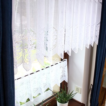 Zazdrostka Biała Żakardowa Firanka Do Kuchni wysokość 30 cm