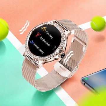 ЖЕНСКИЕ СМАРТ-ЧАСЫ КРАСИВЫЕ БРИЛЛИАНТЫ ROSEGOLD CALLS HEART RATE С 3 РЕМНЯМИ