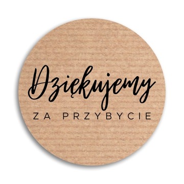 Okrągłe naklejki kraft Dziękujemy 35mm, 72 sztuki